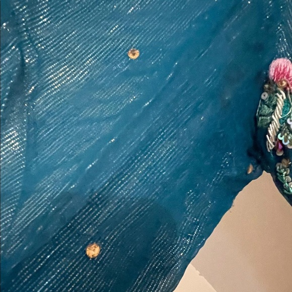 Pakistani wedding formal wear salwar kameez blue medium - Picture 3 of 11